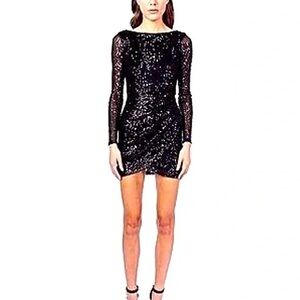 B. Smart Black Sequin Long-Sleeve Mini Dress